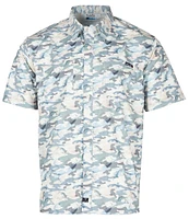 Salt Life Aqua Ambush Camouflage Printed Short Sleeve Performance Woven Shirt