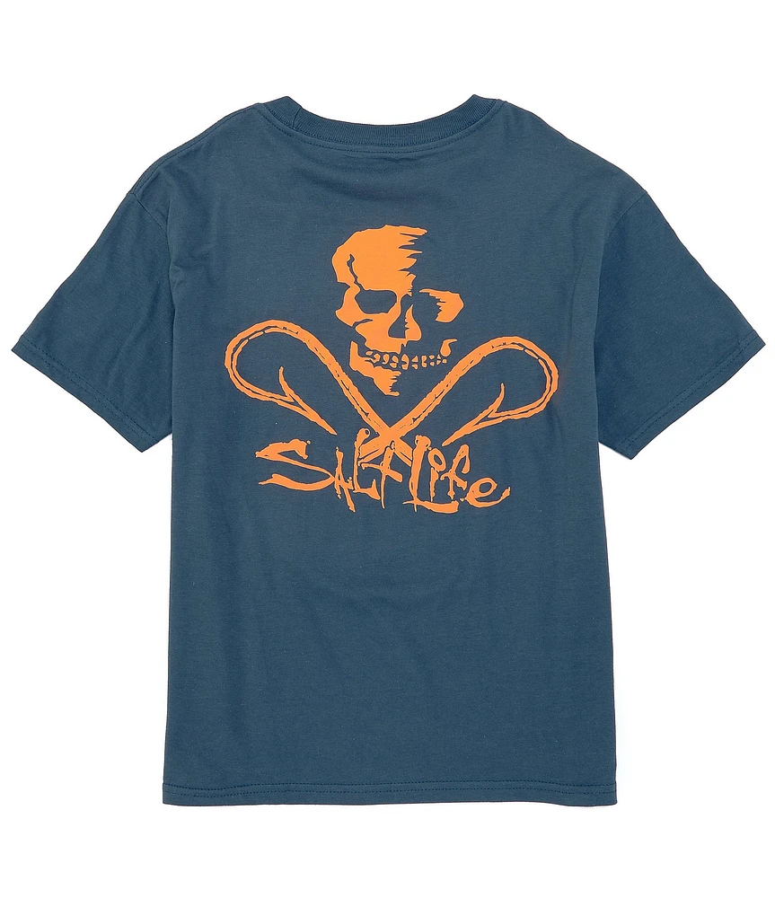 Salt Life Big Boys 6-16 Short Sleeve Skull & Hooks Graphic Logo T-Shirt