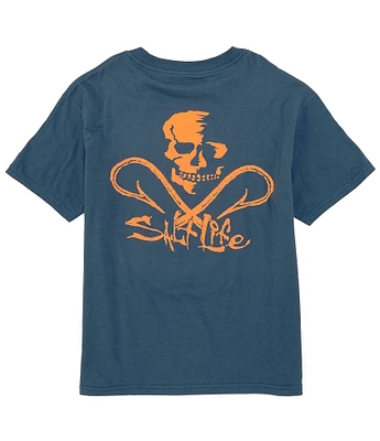 Salt Life Big Boys 6-16 Short Sleeve Skull & Hooks Graphic Logo T-Shirt