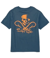 Salt Life Big Boys 6-16 Short Sleeve Skull & Hooks Graphic Logo T-Shirt