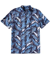 Salt Life Palm Promenade Short Sleeve Allover Reverse Print Woven Shirt