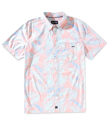 Salt Life Palm Promenade Short Sleeve Allover Reverse Print Woven Shirt