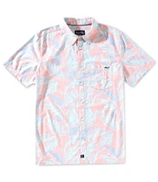 Salt Life Palm Promenade Short Sleeve Allover Reverse Print Woven Shirt