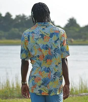 Salt Life Retro Tropical Tuna Floral Short Sleeve Woven Shirt