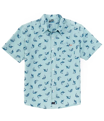 Salt Life Short Sleeve Game Time Sublimation Printed Performance Woven Shirt