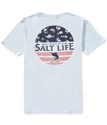 Salt Life Short Sleeve Salty Honor Bones Americana Heathered Graphic T-Shirt