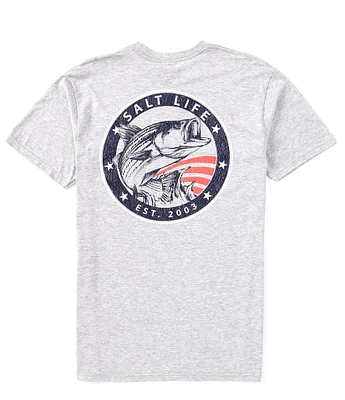 Salt Life Short Sleeve Striper Glory Americana Heathered Graphic T-Shirt