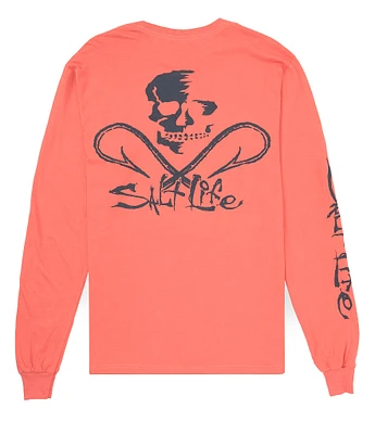 Salt Life Skull And Hooks Long Sleeve Graphic T-Shirt