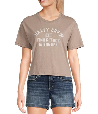 Salty Crew Boat Shop Short Sleeve Cropped T-Shirt