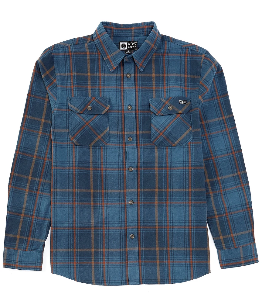 Salty Crew Long Sleeve Daybreak Yarn Dyed Plaid Flannel Shirt