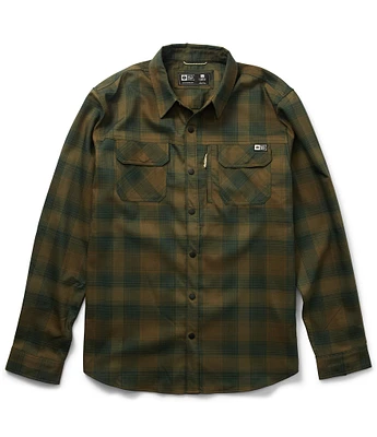 Salty Crew Long Sleeve Fathom Yarn-Dyed Dark Plaid Tech Flannel Woven Shirt