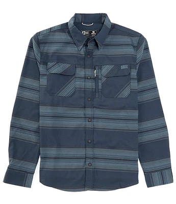 Salty Crew Long Sleeve Fathom Yarn-Dyed Striped Tech Flannel Woven Shirt