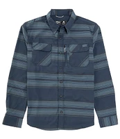 Salty Crew Long Sleeve Fathom Yarn-Dyed Striped Tech Flannel Woven Shirt