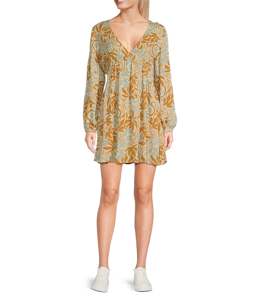 Salty Crew Long Sleeve Layday Floral Printed Long Sleeve Mini Dress