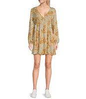 Salty Crew Long Sleeve Layday Floral Printed Long Sleeve Mini Dress