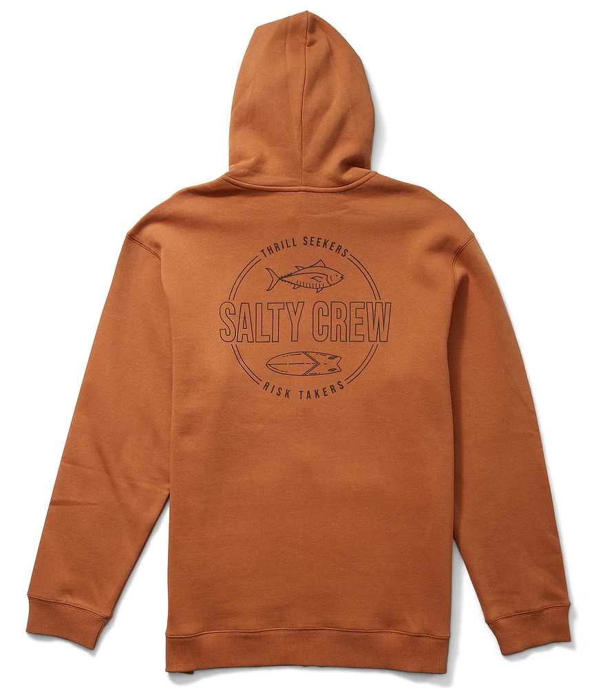 Salty Crew Outlined Graphic Zip Fleece Hooded Jacket