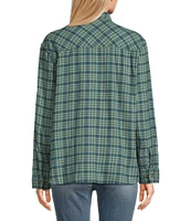 Salty Crew Shore Break Long Sleeve Plaid Oversized Boxy Flannel Shirt