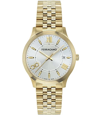 Salvatore Ferragamo Men's Duo Analog Gold Tone Stainless Steel Bracelet Watch