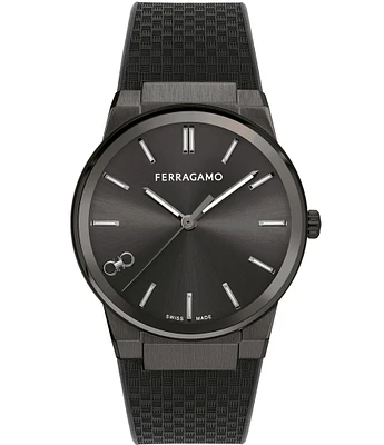 Salvatore Ferragamo Men's Infinity Sapphire Quartz Analog All Black Silicone Strap Watch