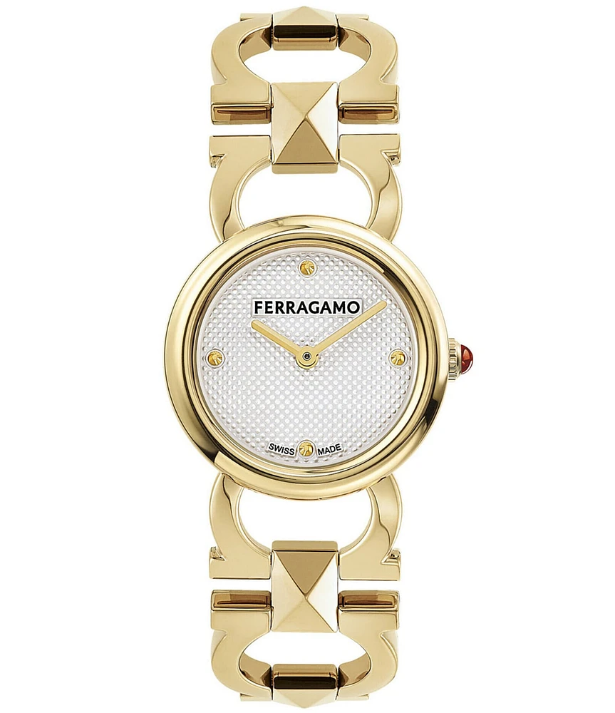 Salvatore Ferragamo Women's Double Gancini Stud Gold Stainless Steel Bracelet Watch