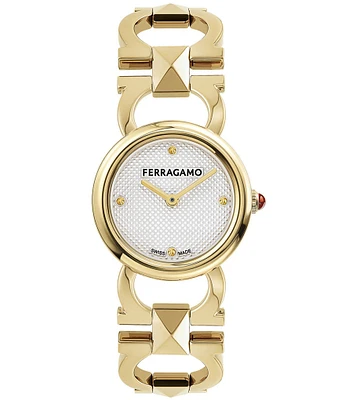 Salvatore Ferragamo Women's Double Gancini Stud Gold Stainless Steel Bracelet Watch