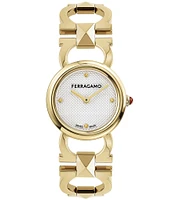 Salvatore Ferragamo Women's Double Gancini Stud Gold Stainless Steel Bracelet Watch