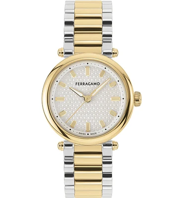 Salvatore Ferragamo Women's Softy Quartz Analog Two Tone Stainless Steel Bracelet Watch