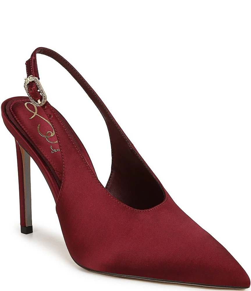 Sam Edelman Alina Satin Pointed Toe Slingback Pumps