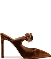 Sam Edelman Amelie Velvet Beaded Floral Strap Dress Mules