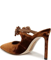 Sam Edelman Amelie Velvet Beaded Floral Strap Dress Mules