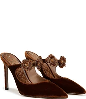 Sam Edelman Amelie Velvet Beaded Floral Strap Dress Mules