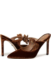 Sam Edelman Amelie Velvet Beaded Floral Strap Dress Mules