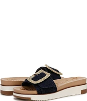 Sam Edelman Ariane Denim Embellished Buckle Platform Slide Sandals