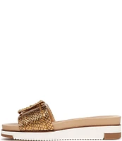 Sam Edelman Ariane Snake Print Metallic Leather Embellished Buckle Platform Slide Sandals