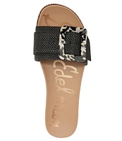 Sam Edelman Ariane Raffia Tortoise Buckle Detail Platform Slides