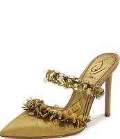 Sam Edelman Athena Satin Embellished Strap Dress Mules