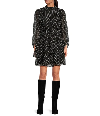 Sam Edelman Ava High Neck Long Sleeve Dress