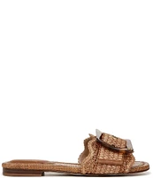 Sam Edelman Bambi Raffia Oversized Buckle Detail Slide Sandals