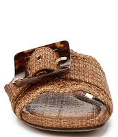 Sam Edelman Bambi Raffia Oversized Buckle Detail Slide Sandals