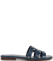 Sam Edelman Bay Crocodile Embossed Double E Logo Slide Sandals