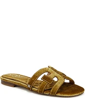 Sam Edelman Bay Honore Velvet Double E Logo Detail Slide Sandals