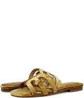 Sam Edelman Bay Honore Velvet Double E Logo Detail Slide Sandals