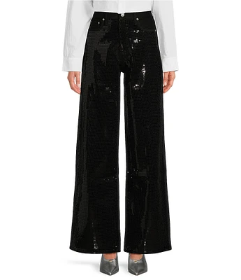 Sam Edelman Bianca Sequin High Rise Wide Leg Jeans