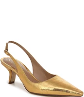 Sam Edelman Bianka Crinkle Metallic Leather Snip Toe Slingback Pumps