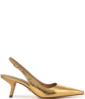 Sam Edelman Bianka Crinkle Metallic Leather Snip Toe Slingback Pumps