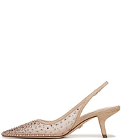 Sam Edelman Bianka Rhinestone Embellished Mesh Pointed Toe Slingback Pumps