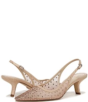 Sam Edelman Bianka Rhinestone Embellished Mesh Pointed Toe Slingback Pumps