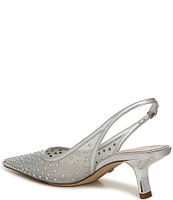 Sam Edelman Bianka Rhinestone Embellished Mesh Pointed Toe Slingback Pumps