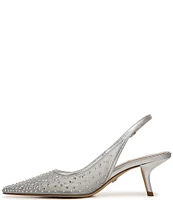 Sam Edelman Bianka Rhinestone Embellished Mesh Pointed Toe Slingback Pumps