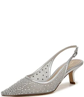 Sam Edelman Bianka Rhinestone Embellished Mesh Pointed Toe Slingback Pumps